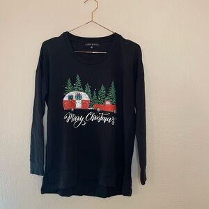 State of Mine Christmas Sweatshirt with Red Truck and Camper Design